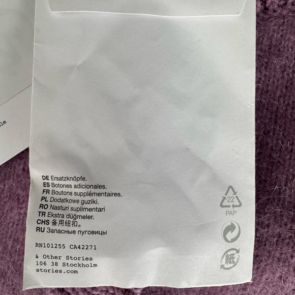 Paris Atelier & Other Stories Size XS Lavender Button-Up Cardigan Mohair - Picture 9 of 14